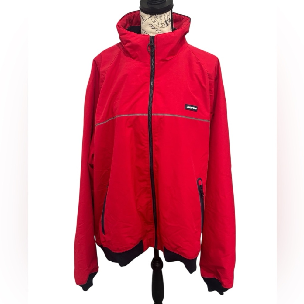 Lands' End Fleece Lined Men's Vibrant Red Windbreaker